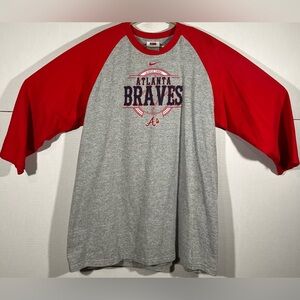 VTG Y2K Nike Chipper Jones #10 Atlanta Braves 3/4 Sleeve Shirt Men’s Size Large